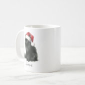 Waterverf Black Cat in feestelijke Santa Hat Mok (Voorkant links)