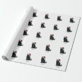 Waterverf Black Cat in feestelijke Santa Hat Wrapp Cadeaupapier (Uitgerold)