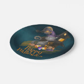 Waterverf Black Cat met snoepjes, Halloween Papieren Bordje (Gekanteld)