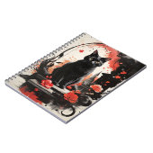 Waterverf Black Cat Splatter Art Red Flowers Notitieboek (Linkerzijde)
