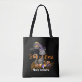 Waterverf Black Cat Trick or treat Tote Bag (Voorkant)