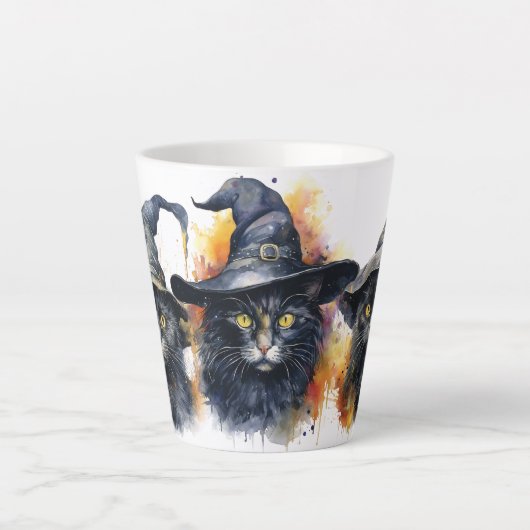 Waterverf Black Cat Trio Latte Mok (Voorkant)