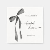 Waterverf Black Coquette Bow Vrijgezellenfeest Servet (Voorkant)