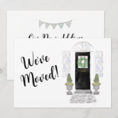 Waterverf Black Door We hebben verhuisd Aankondiging (Voorkant / Achterkant)