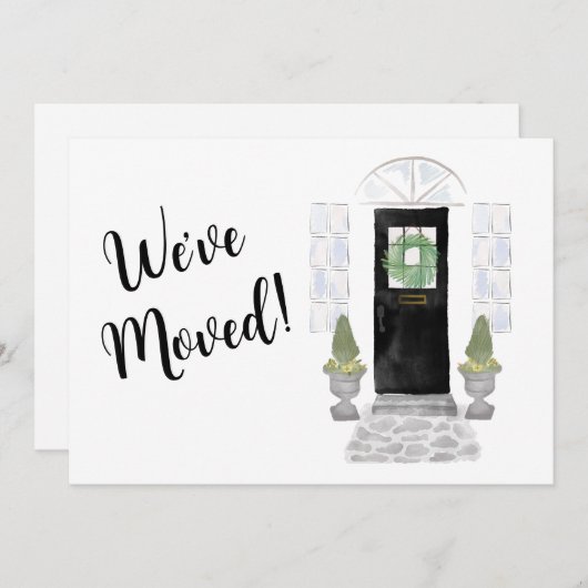 Waterverf Black Door We hebben verhuisd Aankondiging (Voorkant / Achterkant)