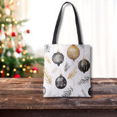 Waterverf Black & Gold Christmas Design Canvas tas