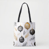 Waterverf Black & Gold Christmas Design Canvas tas (Voorkant)