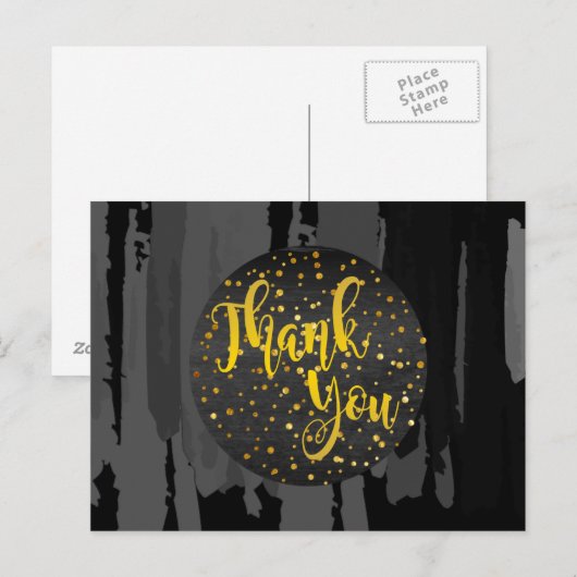 Waterverf Black Gold Hartelijk dank Abstract Briefkaart (Voorkant / Achterkant)