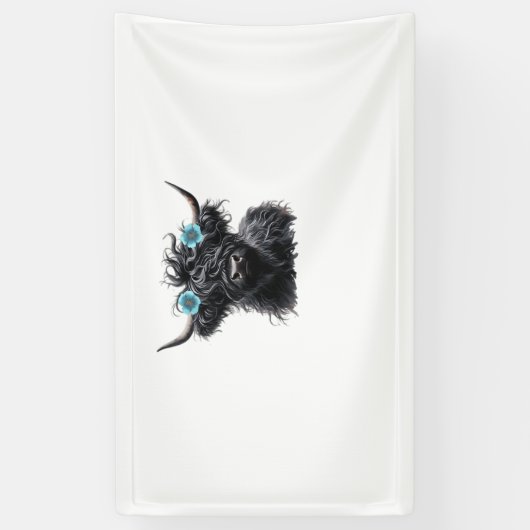 Waterverf Black Highland Koe Classic T-shirt Spandoek (Verticaal)