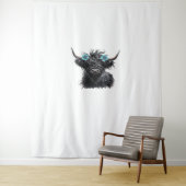 Waterverf Black Highland Koe Classic T-shirt Wandkleed (In situ)