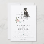 Waterverf Black Labrador Pet & Floral Pink Rose Kaart (Voorkant)