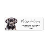 Waterverf Black Labrador Puppy Dog Retouradres Etiket (Voorkant)