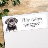 Waterverf Black Labrador Puppy Dog Retouradres Etiket