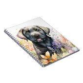Waterverf Black Labrador Retriever en Flowers Notitieboek (Rechterzijde)