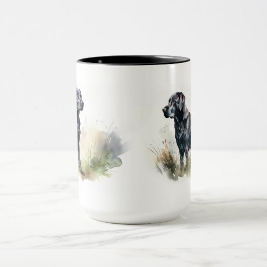 Waterverf Black Labrador Retriever Mok (Midden)