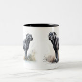 Waterverf Black Labrador Retriever Tweekleurige Koffiemok (Center)
