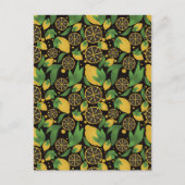 Waterverf Black Lemon Fruit Pattern Briefkaart (Voorkant)