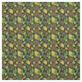 Waterverf Black Lemon Fruit Pattern Stof (Swatch)