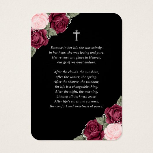 Waterverf Black Memorial Funeral Prayer Kaart (Achterkant)