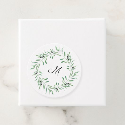 Waterverf Black Olive Wreate Bedankjes Labels (In situ)