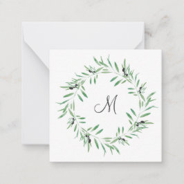 Waterverf Black Olive Wreate Notitiekaartje