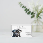 Waterverf Black Pug Dog Walking Visitekaartje (Staand voorkant)