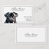 Waterverf Black Pug Dog Walking Visitekaartje (Voorkant / Achterkant)