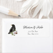 Waterverf Black Raven Elegant Bird Natuur Script Etiket (Insitu)