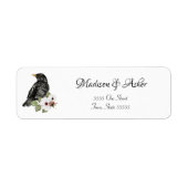 Waterverf Black Raven Elegant Bird Natuur Script Etiket (Voorkant)
