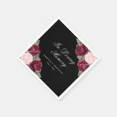 Waterverf Black Red Pink Floral Funeral Memorial Servet (Hoek)