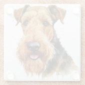  WATERVERF BLACK & TAN AIREDALE TERRIER DOG GLAZEN ONDERZETTER (Achterkant)