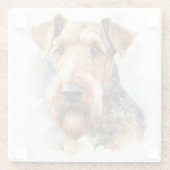  WATERVERF BLACK & TAN AIREDALE TERRIER DOG GLAZEN ONDERZETTER (Achterkant)