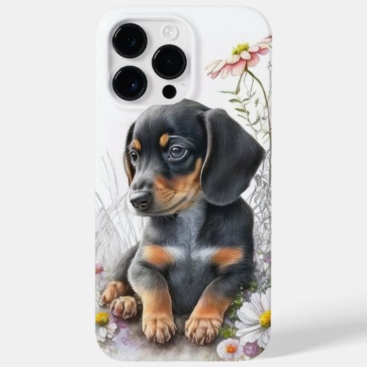 WATERVERF BLACK & TAN DACHSHUND PUPPY DOG Case-Mate iPhone CASE (Achterkant)