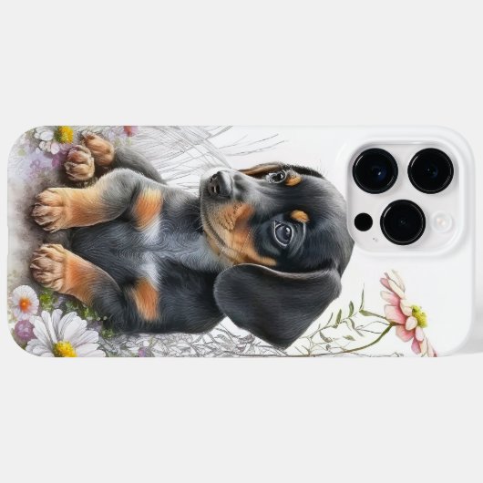 WATERVERF BLACK & TAN DACHSHUND PUPPY DOG Case-Mate iPhone CASE (Achterkant (horizontaal))