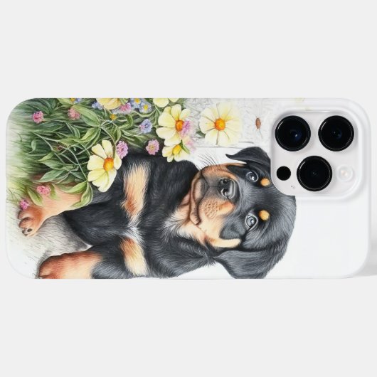 WATERVERF BLACK TAN ROTWEILLER PUPPY DOG Case-Mate iPhone CASE (Achterkant (horizontaal))
