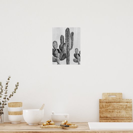 Waterverf Black White Cactus Southwest Poster (Keuken)