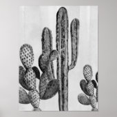 Waterverf Black White Cactus Southwest Poster (Voorkant)