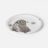 Waterverf Black & White Owl Bird Snowflakes Papieren Bordje (Gekanteld)