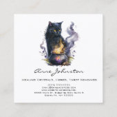 Waterverf Black Witches Cat Square Visitekaartje (Achterkant)