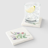 Waterverf Blackberries Frambozen Bouquet Stenen Onderzetter (Zijkant)