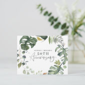 Waterverf blad 50ste trouwdag uitnodiging (Staand voorkant)