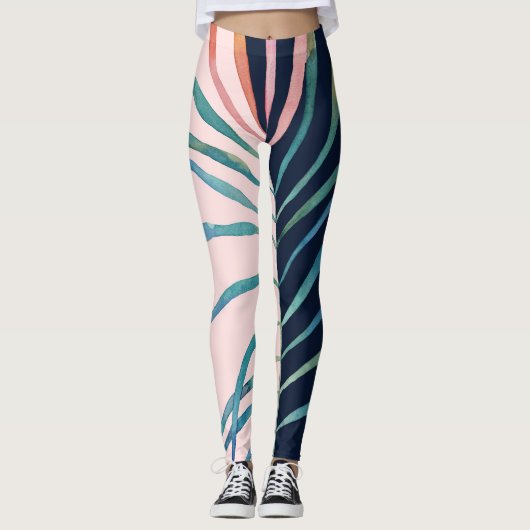 Waterverf blad, abstracte natuur print. leggings (Voorkant)