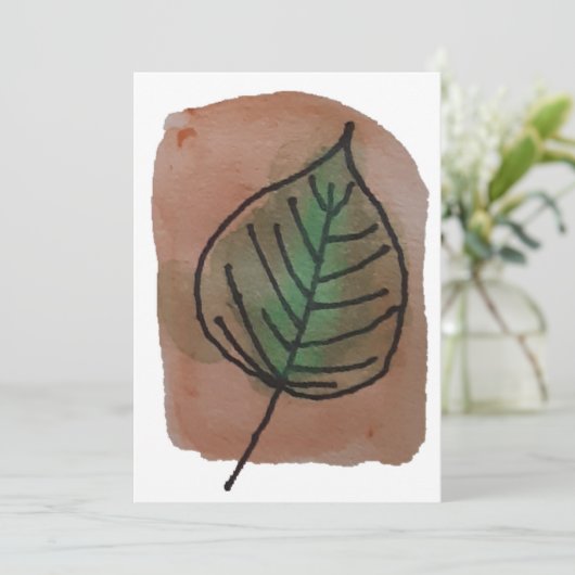 Waterverf blad blanco notecard bedankkaart (Staand voorkant)