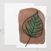 Waterverf blad blanco notecard bedankkaart (Voorkant / Achterkant)