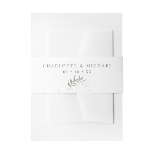 Waterverf blad botanische bruiloft uitnodigingen wikkel (Voorkant Voorbeeld)