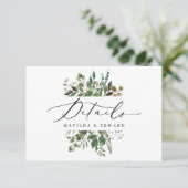 Waterverf blad botanische huwelijksdetails info RSVP kaartje (Staand voorkant)