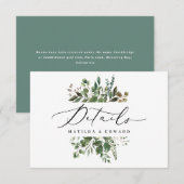 Waterverf blad botanische huwelijksdetails info RSVP kaartje (Voorkant / Achterkant)