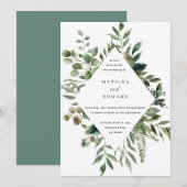 Waterverf blad botanische trouwkaart uitnodiging (Voorkant / Achterkant)