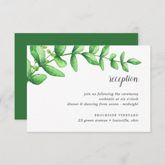 Waterverf Blad Bruilofts Ontvangstkaart Kaart (Voorkant / Achterkant)