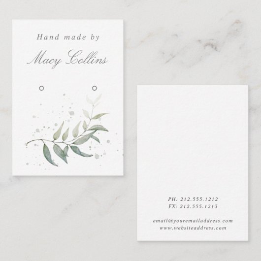 Waterverf blad dat sierjuwelen tentoonstelt visitekaartje (Voorkant / Achterkant)